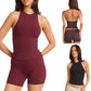 Womens Halter Neck Yoga Set with High Waist Shorts