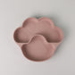 Pink bear paw plate alone, with a wide pad and a toe section, on a gray background