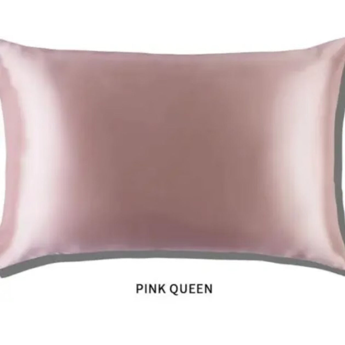 Pearl pink slip glossy silk pillowcase on a white background