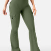 Cargo Pocket Flared Yoga Pants Tummy Control - Olive