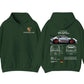 Forest Green cotton hoodie, front and back, with crest on the chest and 911 GT3 RS back print, option size 2XL
