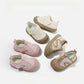 Beige toddler breathable mesh slip on sports shoe showing the soft flexible rubber sole and SPORT trim