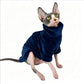 Soft mink velvet cat sweater laid flat showing the turtleneck and sleeves
