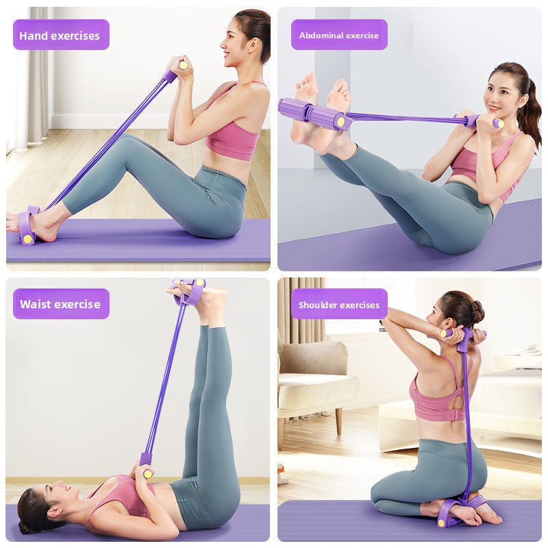 Padded handles and elastic tubes of the resistance pedal trainer