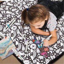 Creative Children's Hand-Painted Coloring Blanket with 24 Coloring Pens