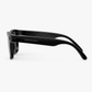 Side angle of smart glasses showing the speaker arm and hinge detail