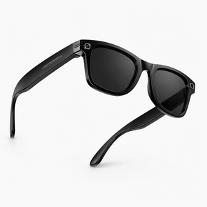Smart glasses worn on the face, open-ear audio frame paired with a phone