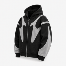 Flame Graphic Zip-Up Streetwear Hoodie