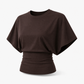 Side angle of the batwing sleeve casual top showing how the soft drape falls from shoulder to waist