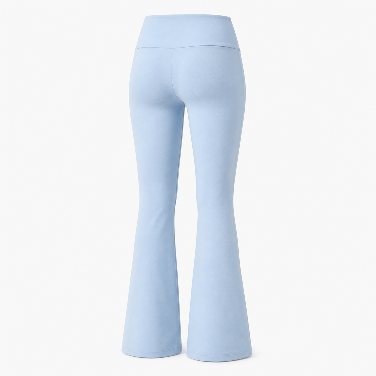 Side angle showing the low flat waistband sitting below the navel