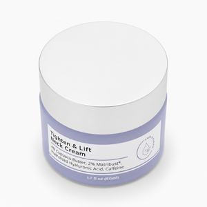 Front view of the open jar showing the rich smooth cream surface