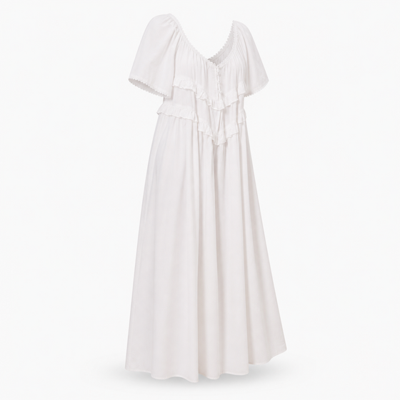 Flutter Sleeve Ruffle Maxi Dress