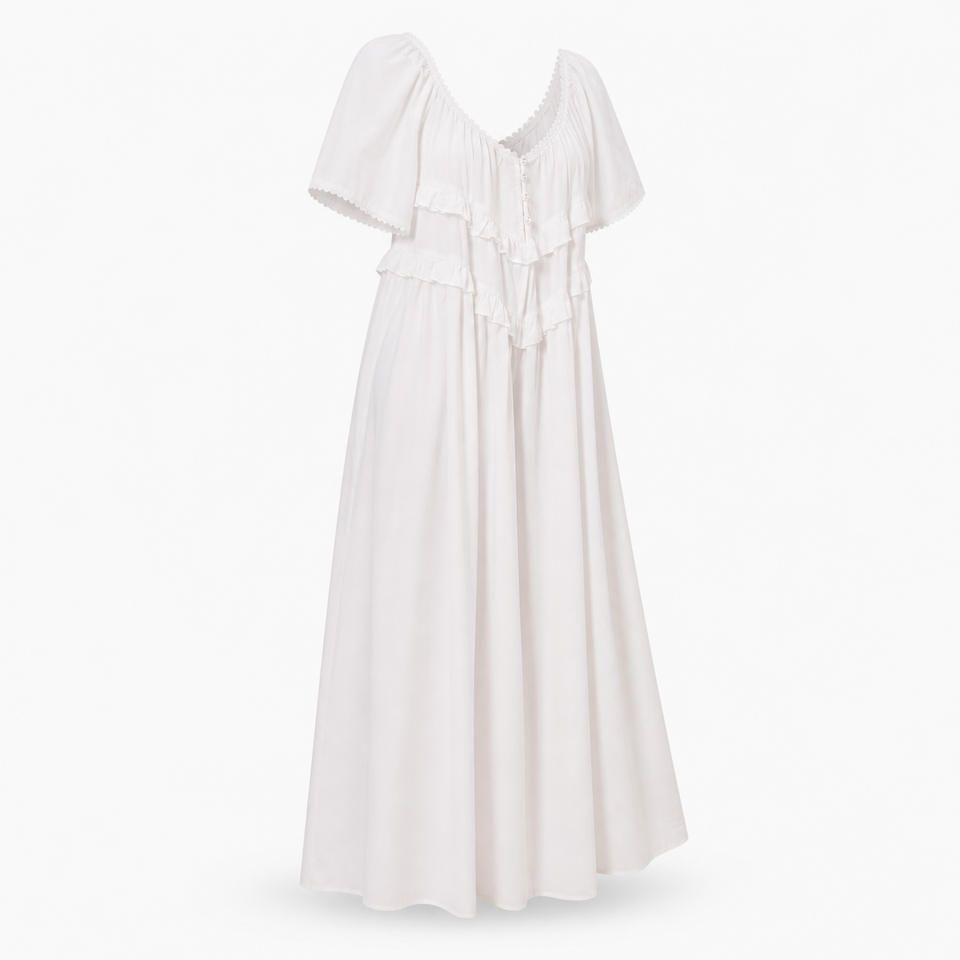 Flutter Sleeve Ruffle Maxi Dress