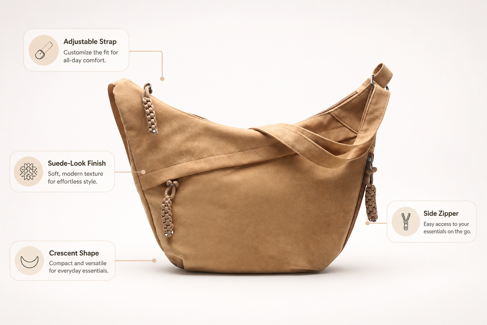 Soft Suede Hobo Shoulder Bag