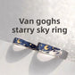 Adjustable Starry Night ring worn on a hand showing the open-band fit