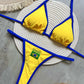 Brasil flag patch and wordmark embroidered on bikini brief front