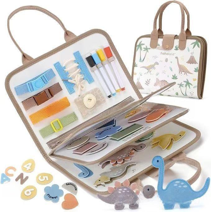 Soft felt board with a button, buckle, zip and lace to practise