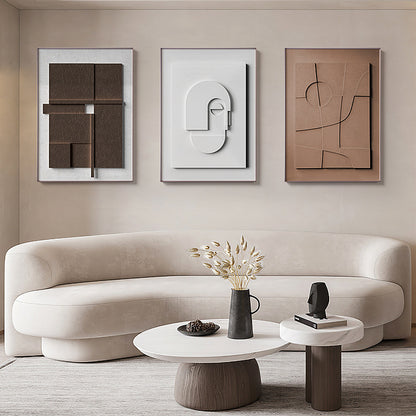 Decorative paintings in an abstract living room