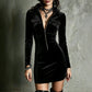 Black bodycon polo dress with front zip, collar and chest pockets, Black S option