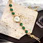 Stone beaded quartz watch styles shown together with gold and pale dials
