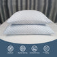 Rectangular memory foam bed pillow with a quilted cooling knit cover on a plain studio background