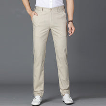 Mens Linen Blend Straight Leg Trousers