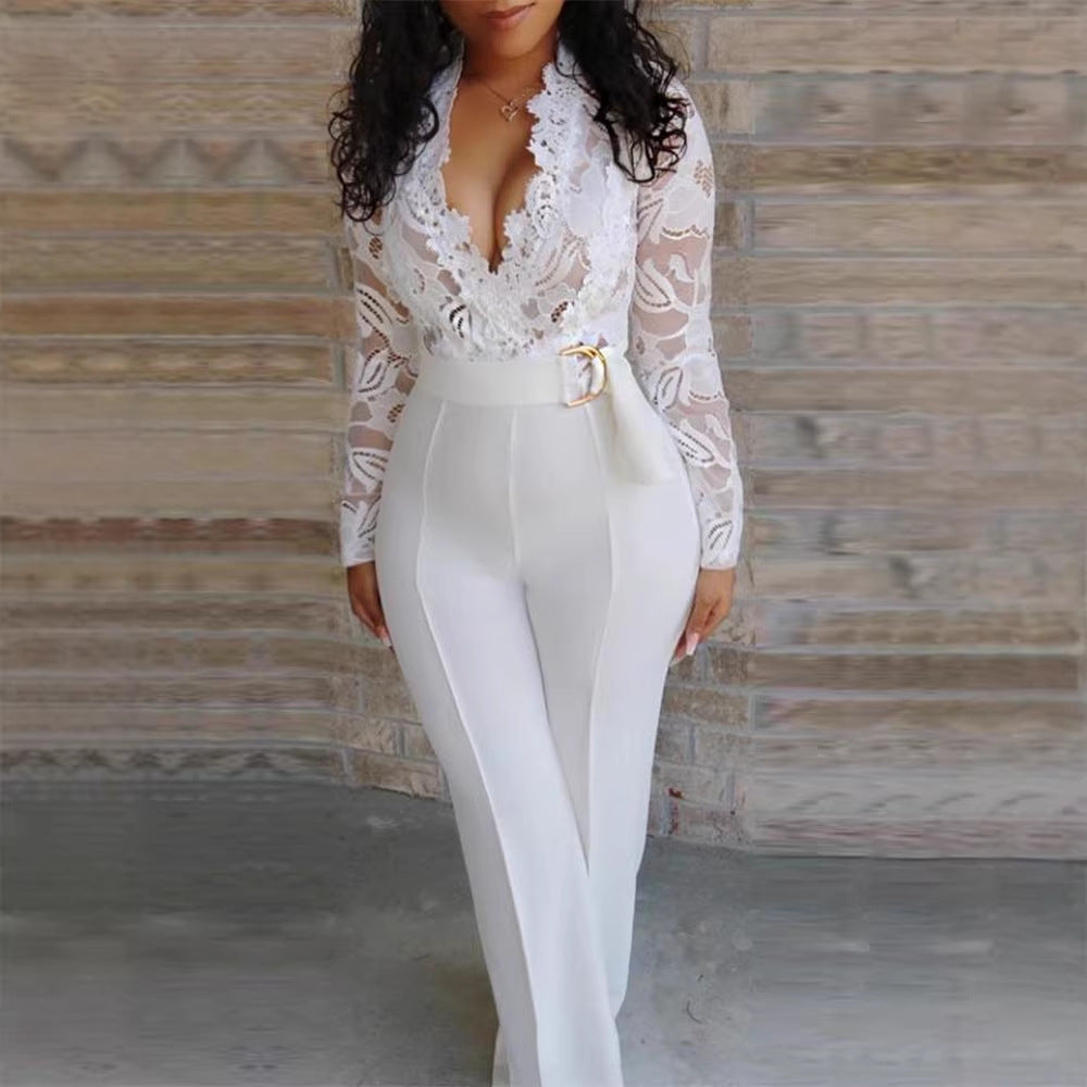 Seamless jumpsuit pants | angled lifestyle styling shot