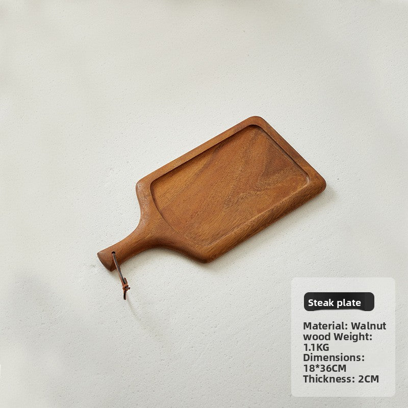 Walnut steak plate board 40 by 20 cm shown from above on a table