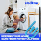 The four piece dryer vent kit laid out in a laundry room, a bristle brush, a flexible hose, and two adapters