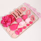 Makeup sponge set with teardrop and olive foam blenders and soft velvet powder puffs