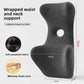 Grey memory foam back support cushion with its attached neck rest pillow