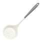 Gray and white silicone skimmer with a perforated round head and a hanging hole on white