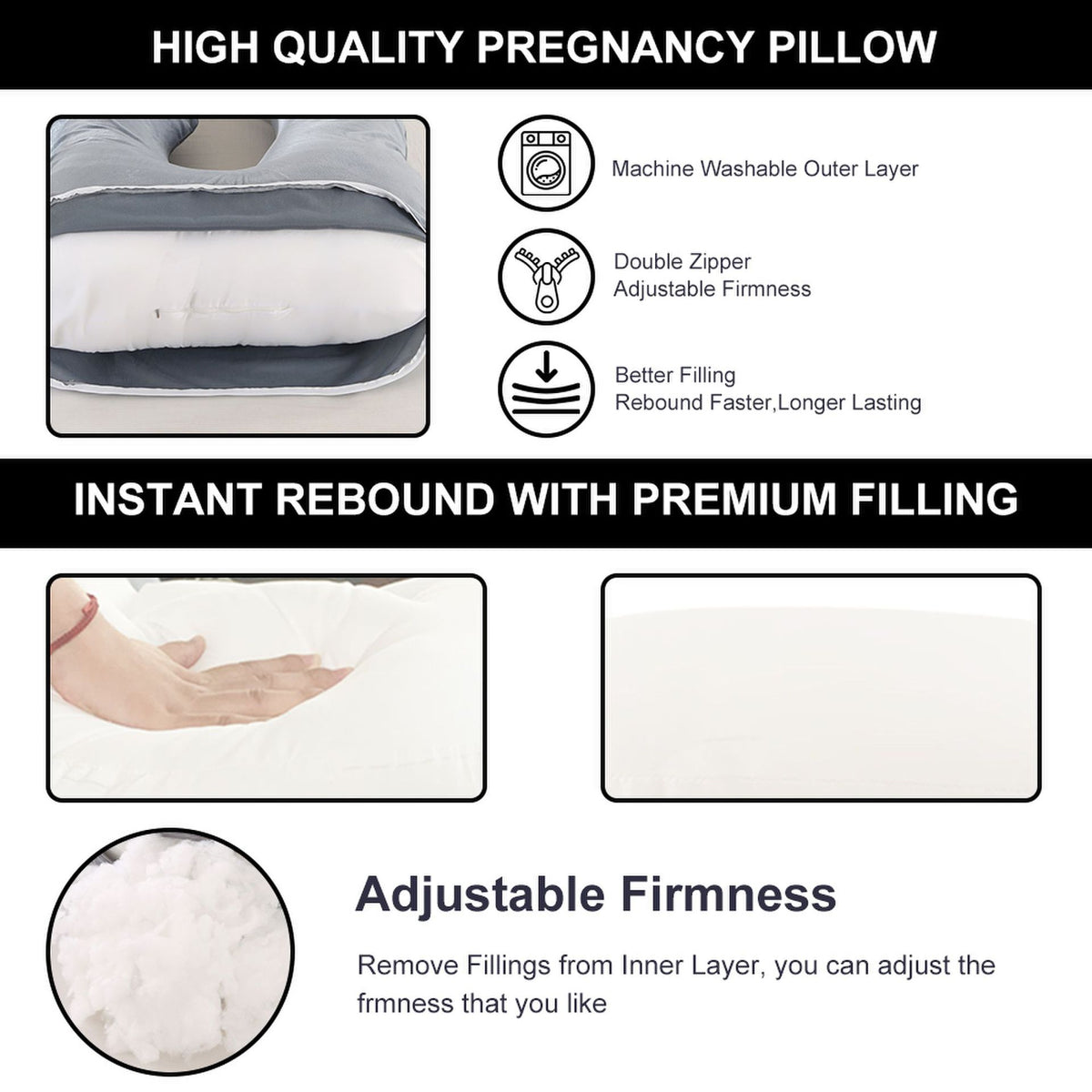 J-shaped pregnant woman pillow support