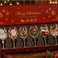 Merry Christmas gift box holding six painted stemmed Christmas wine goblets