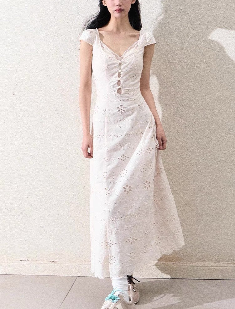 Womens Lace Patchwork Summer Dress for Casual Day, Trip, Relaxed Outing with Easy Styling | morning natural light styling