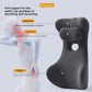 Grey memory foam back and neck support cushion shown with feature callouts