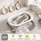 Baby bathtub full set with mesh bath rack, printed floating mat, gray bath net and three washbasins