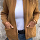 Mustard Yellow zip-front knit cardigan with two patch pockets, size 4XL