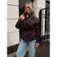 Womens Suede Lapel Jacket