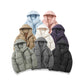 Hooded padded puffer jacket in off-white, hood detail