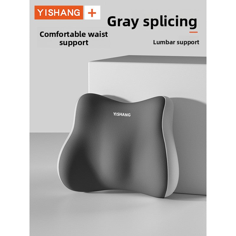 Seat cushion set out on a daily desk chair in a home office