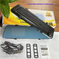 Blue glass clip on mirror dash cam in its box with straps and a power cable, 3.5in Single-Record Button option