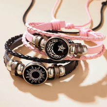 Glow in the Dark Sun and Moon Braided Cord Couple Bracelet Set