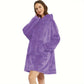 Purple thickened flannel hooded wearable blanket with front pocket, size 90x120 cm 750 g
