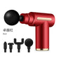 LED screen on a mini massage gun showing the speed level and battery