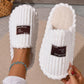 White option, size 44-45: ribbed plush slippers with a cream plush lining and an Original label patch