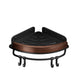 Two tier corner storage rack in coated ABS and steel with a walnut wood grain rail