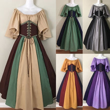 Medieval Color Block Flutter Sleeve Dress