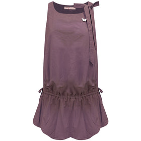 Retro Lace Up Floral Hem Cami Dress