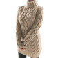 Khaki option, size L: chunky cable knit turtleneck sweater dress with ribbed hem